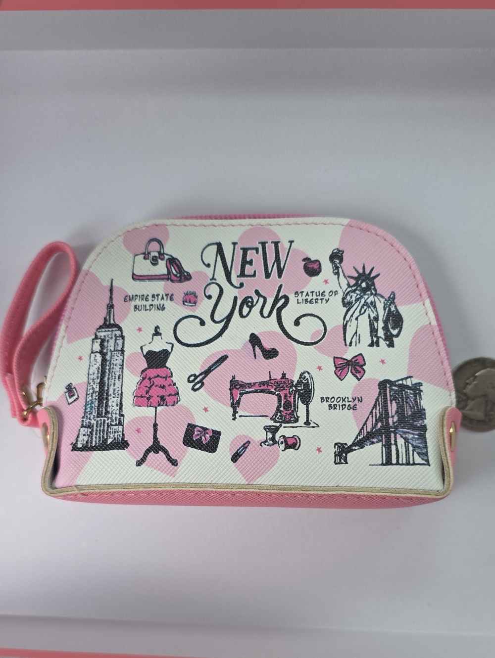 New York Pink Graphic Coin Bag